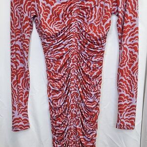 A.L.C. Red and White Long Sleeve Dress